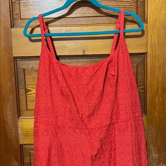 Old Navy Dress Size 2x Lined With Overlay Red/Orange Pockets adjustable straps - Picture 2 of 5